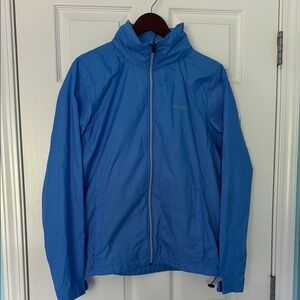 COLUMBIA Blue Hooded Windbreaker Jacket Size Large